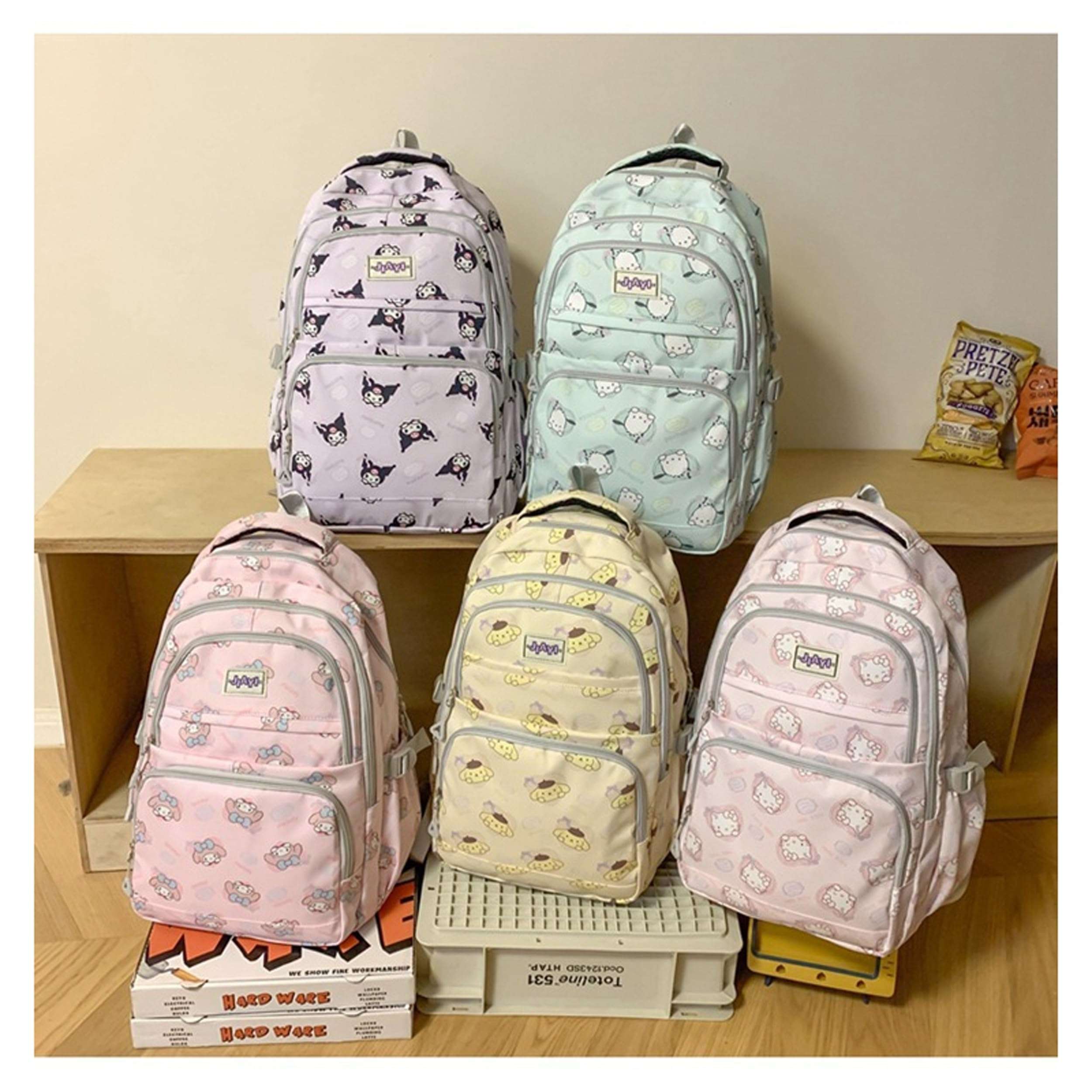 Roffatide Anime Pochacco All Over Print Large Capacity Casual Backpack Laptop Backpack Travel Hiking Rucksack Bike Backpack Blue - Image 7