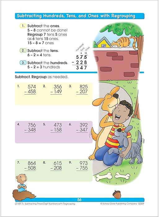 School Zone Addition & Subtraction Workbook: 64 Pages, 1st Grade, 2nd Grade, Elementary Math, Sums, Differences, Place Value, Regrouping, Fact Tables, Ages 6-8 (I Know It! Book Series) - Image 5