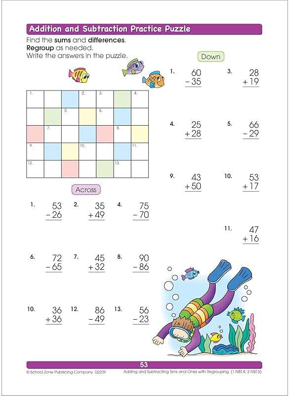 School Zone Addition & Subtraction Workbook: 64 Pages, 1st Grade, 2nd Grade, Elementary Math, Sums, Differences, Place Value, Regrouping, Fact Tables, Ages 6-8 (I Know It! Book Series) - Image 6