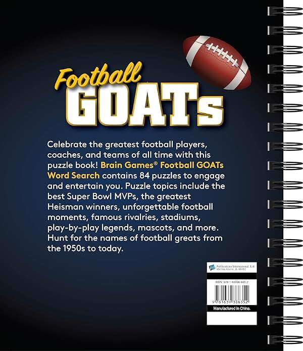 Brain Games - Football GOATs (Greatest of All Time) Word Search: Players, Coaches, Games, Mascots, & More! - Image 2