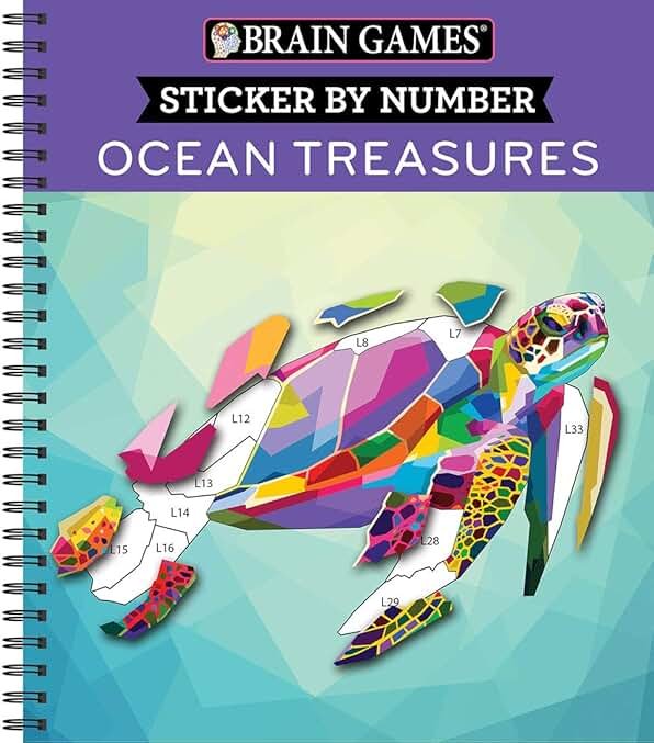 Brain Games - Sticker by Number: Ocean Treasures (13 Images to Sticker) - Product Image