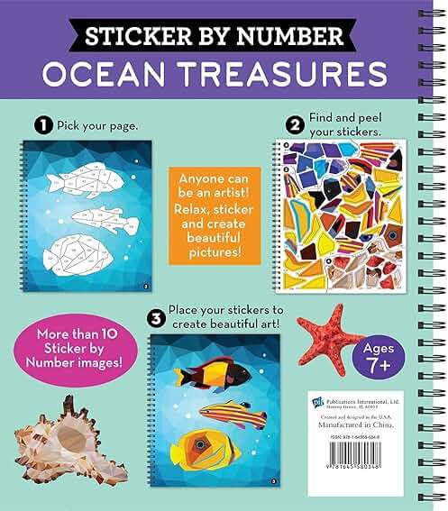 Brain Games - Sticker by Number: Ocean Treasures (13 Images to Sticker) - Image 2