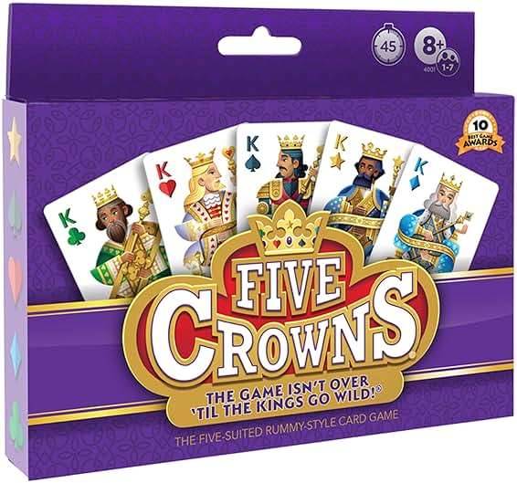 PlayMonster Five Crowns — The Game Isn't Over Until the Kings Go Wild! — 5 Suited Rummy-Style Card Game — For Ages 8+ - Image 1