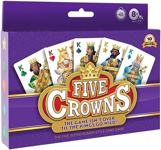 PlayMonster Five Crowns — The Game Isn't Over Until the Kings Go Wild! — 5 Suited Rummy-Style Card Game — For Ages 8+ - Product Image