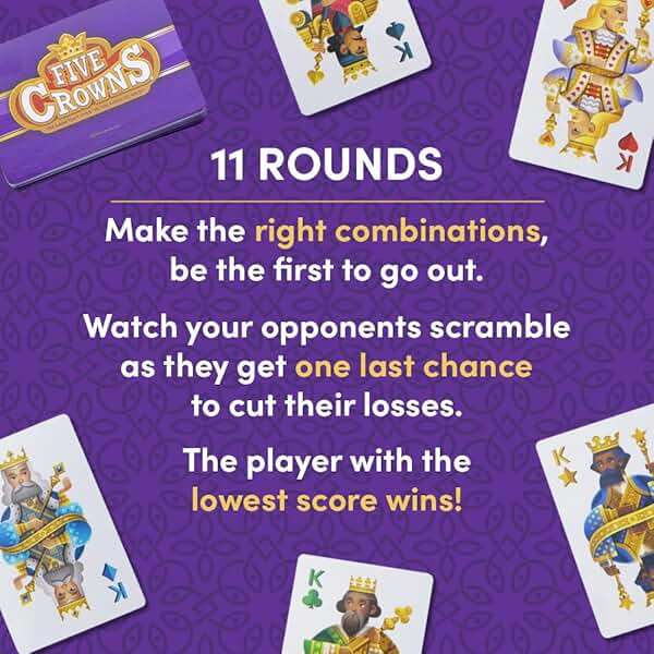 PlayMonster Five Crowns — The Game Isn't Over Until the Kings Go Wild! — 5 Suited Rummy-Style Card Game — For Ages 8+ - Image 4