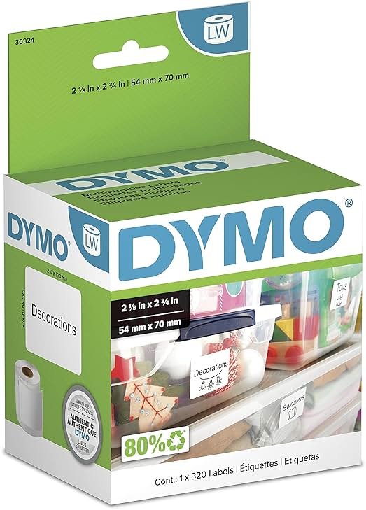 DYMO Authentic LW Large Multi-Purpose Labels, DYMO Labels for LabelWriter Label Printers, 2-1/8" x 2-3/4", 1 Roll of 320 - Product Image