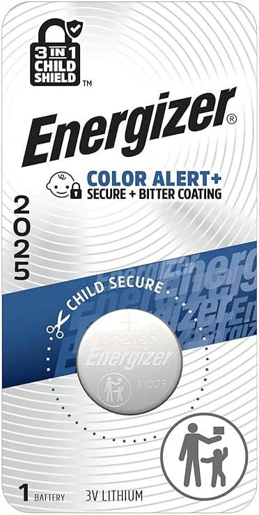 Energizer 2025 Batteries (1 Pack), 3V Lithium Coin Batteries With 3-in-1 Child Shield - Product Image