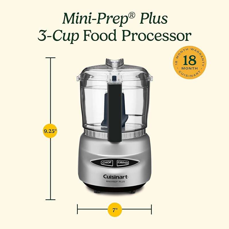 Cuisinart Mini-Prep Plus Food Processor, 24-Ounce Mini Food Processor to Chop Herbs, Vegetables, and Hard Cheese, 24-Ounce Work Bowl, Reversible Stainless Steel Blade, DLC-2ABC, Brushed Chrome/Nickel - Image 2