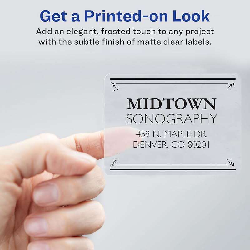 Avery Printable Shipping Labels with Sure Feed, 2" x 4", Matte Clear, 500 Blank Mailing Labels (5663) - Image 3