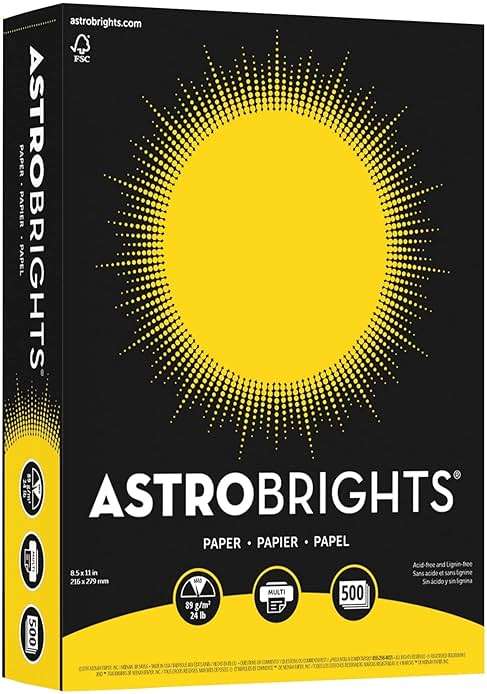 Neenah Astrobrights Bright Color Paper, 8 1/2in. x 11in., 24 Lb, FSC Certified, Solar Yellow, Ream Of 500 Sheets, 21538 - Image 1
