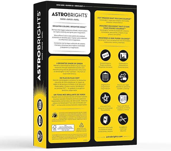 Neenah Astrobrights Bright Color Paper, 8 1/2in. x 11in., 24 Lb, FSC Certified, Solar Yellow, Ream Of 500 Sheets, 21538 - Image 3
