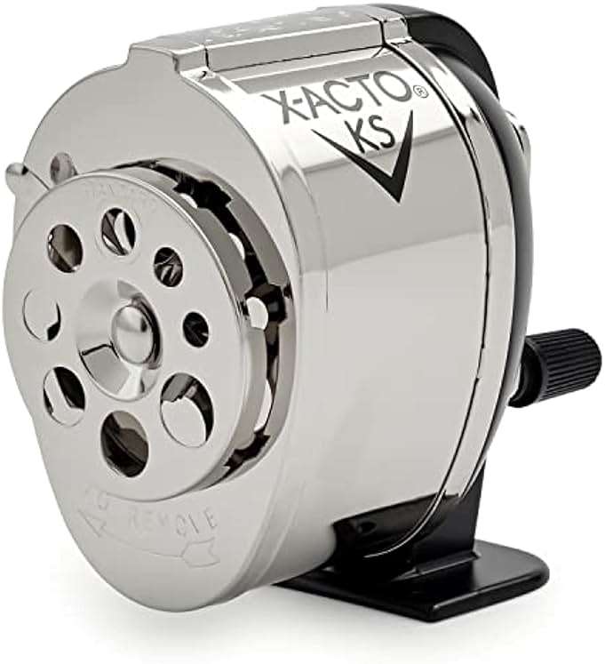 X-ACTO KS Manual Pencil Sharpener, Mountable, Metal, 1 Count - Classroom, Teacher Supplies, Adjustable for 8 Pencil Sizes - Image 1
