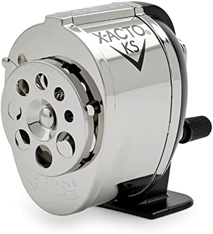 X-ACTO KS Manual Pencil Sharpener, Mountable, Metal, 1 Count - Classroom, Teacher Supplies, Adjustable for 8 Pencil Sizes - Product Image