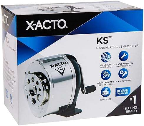 X-ACTO KS Manual Pencil Sharpener, Mountable, Metal, 1 Count - Classroom, Teacher Supplies, Adjustable for 8 Pencil Sizes - Image 5