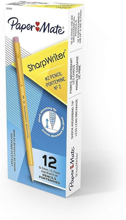 Paper Mate SharpWriter Mechanical Pencils, 0.7mm, HB #2, Yellow, 12 Count - Product Image