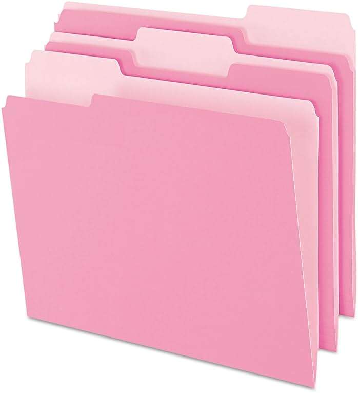 Pendaflex Two-Tone Color File Folders, Letter Size, 1/3 Cut, Pink, 100 Per box (152 1/3 PIN), 12 x 9.88 x 2.38 inches - Image 1