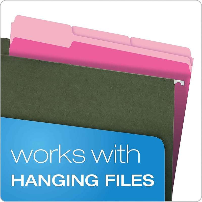Pendaflex Two-Tone Color File Folders, Letter Size, 1/3 Cut, Pink, 100 Per box (152 1/3 PIN), 12 x 9.88 x 2.38 inches - Image 4