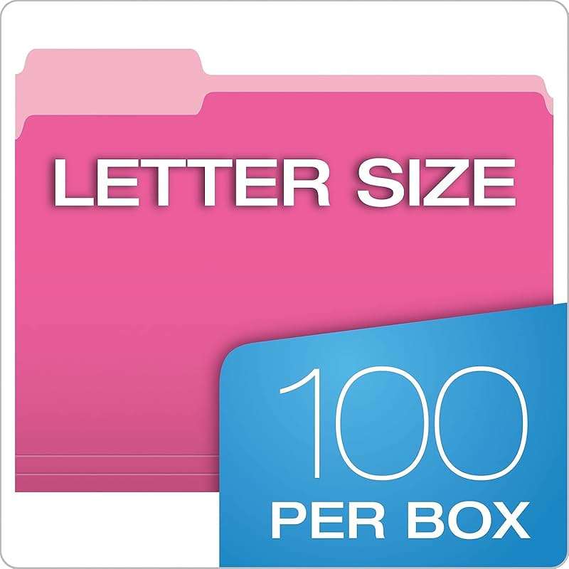 Pendaflex Two-Tone Color File Folders, Letter Size, 1/3 Cut, Pink, 100 Per box (152 1/3 PIN), 12 x 9.88 x 2.38 inches - Image 5