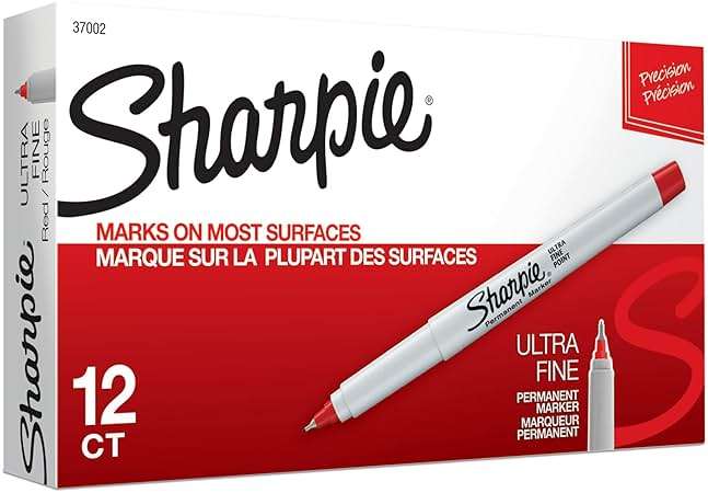 Sharpie Permanent Markers, Ultra Fine Point, Red, 12 Count - Home, Office, School, Classroom, Teacher Supplies - Image 2