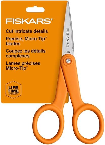 Fiskars Premier No. 5 Micro-Tip Orange-Handled Fabric Scissors, Double Loop Handle, Sewing and Craft Scissors, Orange - Product Image