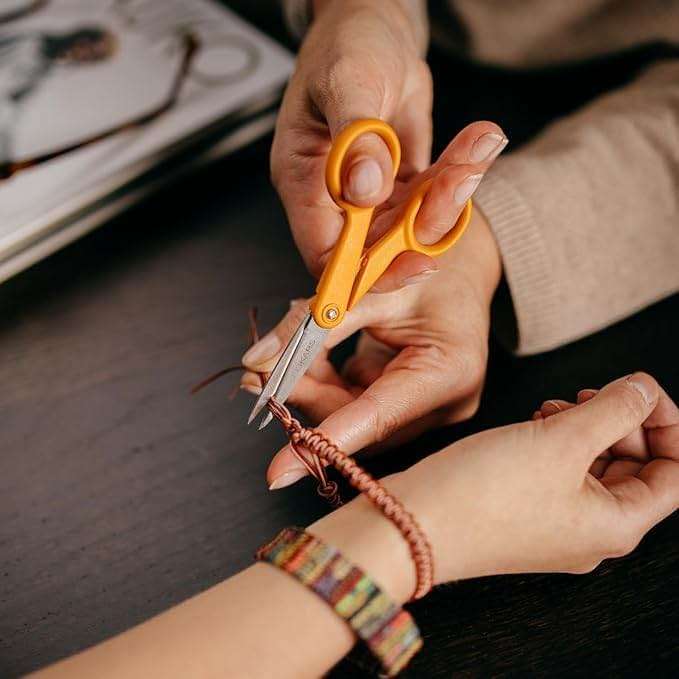 Fiskars Premier No. 5 Micro-Tip Orange-Handled Fabric Scissors, Double Loop Handle, Sewing and Craft Scissors, Orange - Image 2