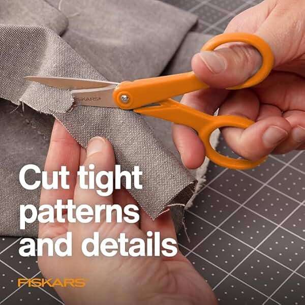 Fiskars Premier No. 5 Micro-Tip Orange-Handled Fabric Scissors, Double Loop Handle, Sewing and Craft Scissors, Orange - Image 7