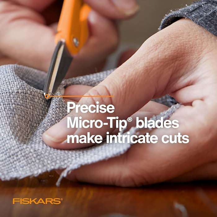 Fiskars Premier No. 5 Micro-Tip Orange-Handled Fabric Scissors, Double Loop Handle, Sewing and Craft Scissors, Orange - Image 9