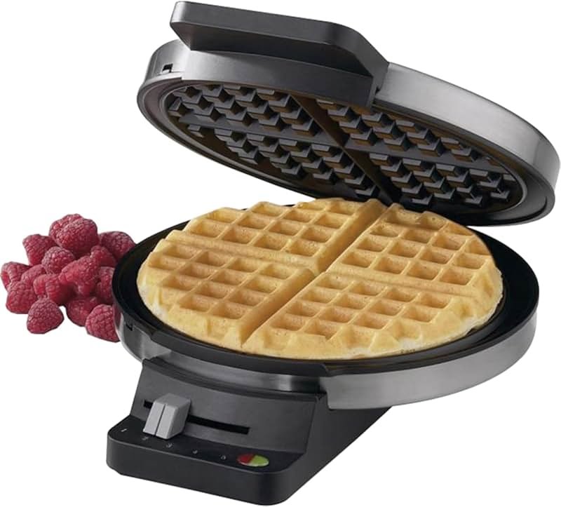 Cuisinart Waffle Maker, 1250W Round Classic Waffle Iron, 5-Setting Adjustable Browning Control, WMR-CAP2, Brushed Stainless - Product Image