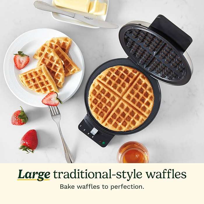 Cuisinart Waffle Maker, 1250W Round Classic Waffle Iron, 5-Setting Adjustable Browning Control, WMR-CAP2, Brushed Stainless - Image 4