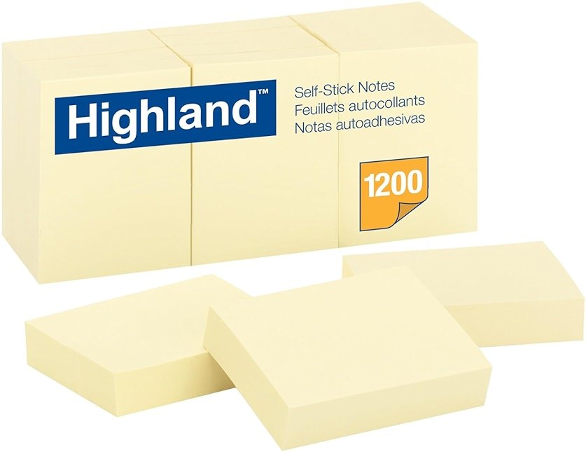 Highland Sticky Notes, 1.5 x 2 Inches, Yellow, 12 Pack (6539) - Product Image