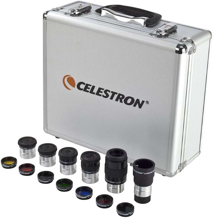 Celestron Accessory Kit with Five 1.25" Plossl Eyepieces, 2x Barlow and Filter Set - Image 1