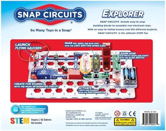 Snap Circuits Jr. SC-100 Electronics Exploration Kit, Over 100 Projects, Full Color Project Manual, 28 Parts, STEM Educational Toy for Kids 8 + - Image 3