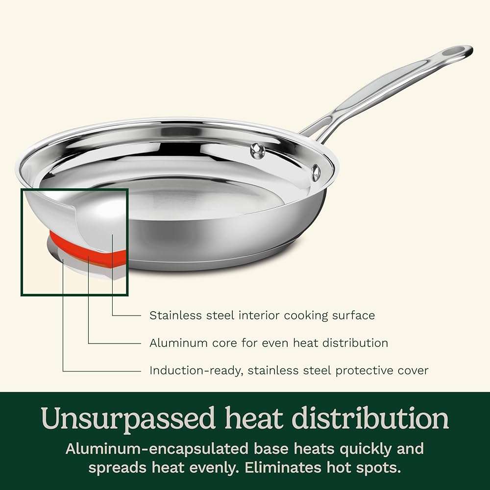 Cuisinart 7-Piece Stainless Steel Pots and Pans Set, Cookware Set Compatible with Induction, Electric, Gas Cooktops, Aluminum Core for Quick Even Heat, Cool Grip Handles, Dishwasher Safe, Oven Safe - Image 3