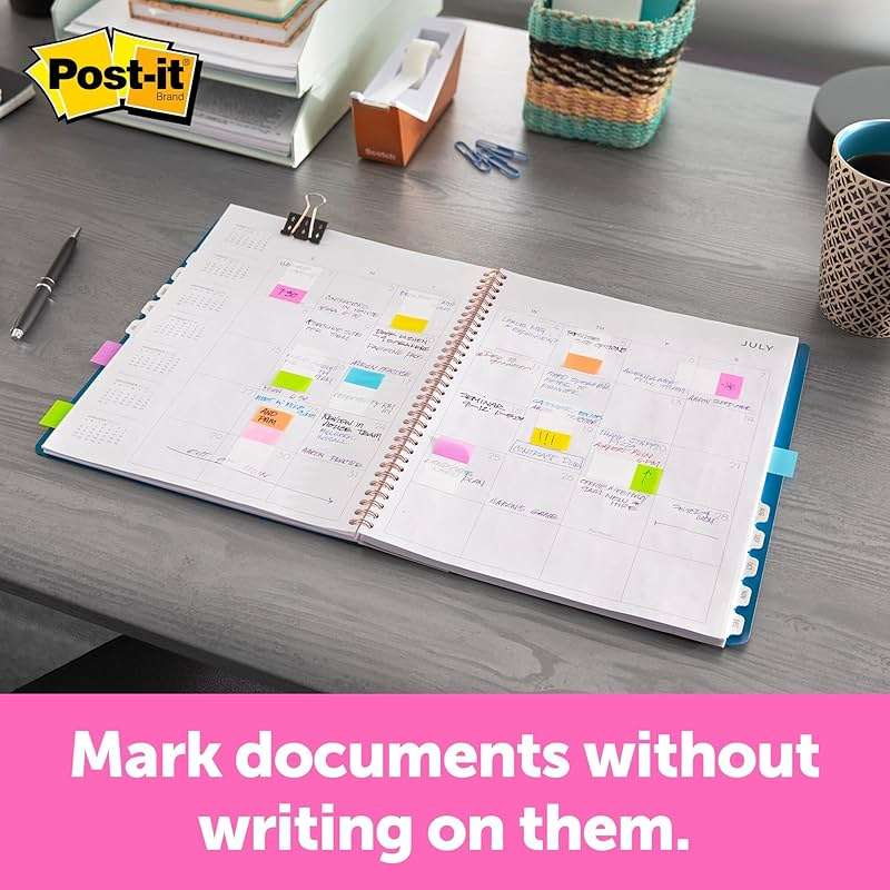 Post-it Flags Value Pack, 50/Dispenser, 4 Dispensers/Pack, 1 in Wide, Assorted Colors, Includes Free Flags + Highlighter - Image 6