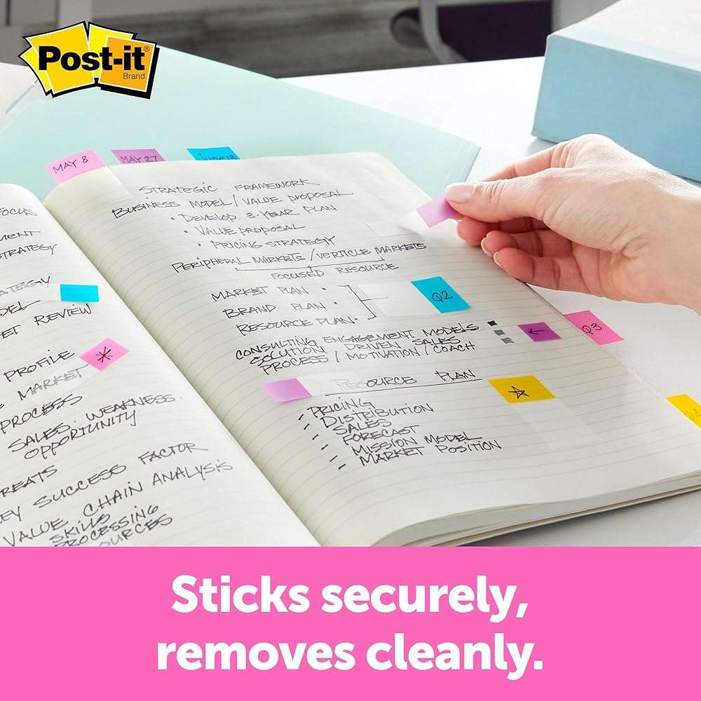 Post-it Flags Value Pack, 50/Dispenser, 4 Dispensers/Pack, 1 in Wide, Assorted Colors, Includes Free Flags + Highlighter - Image 7