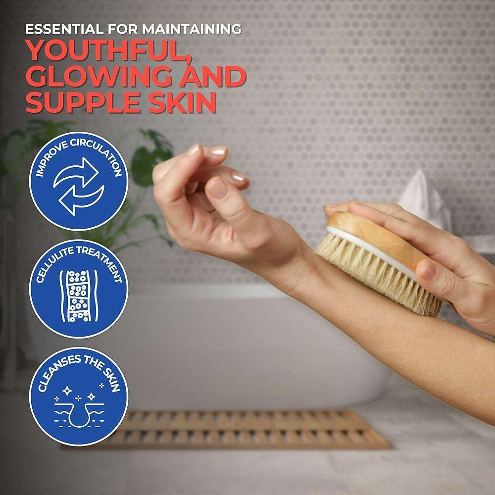 Yerba Prima Tampico Skin Brush (Pack of 1) - Natural Vegetable Fiber Bristles for Dry Skin Brushing - Image 2
