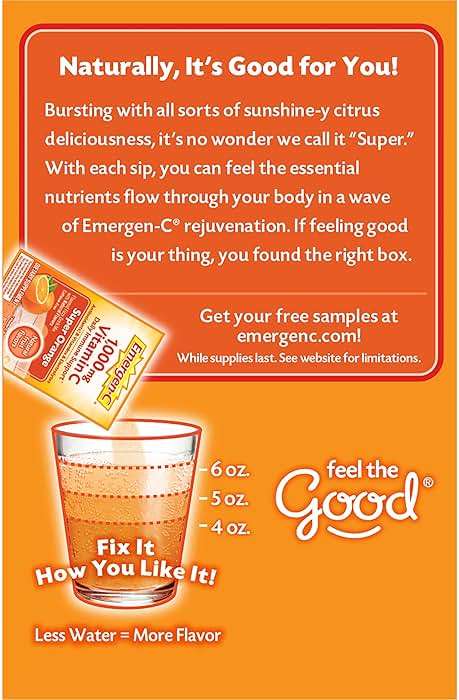 Emergen-C 1000mg Vitamin C Powder for Daily Immune Support Caffeine Free Vitamin C Supplements with Zinc and Manganese, B Vitamins and Electrolytes, Super Orange Flavor - 30 Count - Image 7