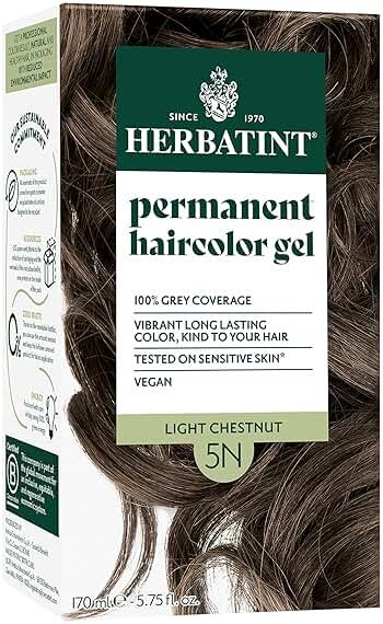 Herbatint 5N Light Chestnut Permanent Hair Dye For Women - For Up To 100% Gray Coverage of Resistant Gray Hair - Ammonia-Free, Alcohol-Free & Vegan - Salon Influenced Hair color 5.75 fl oz - Product Image