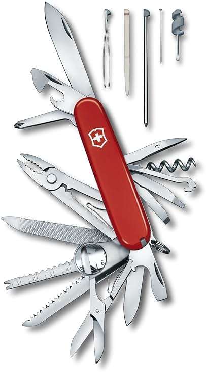 Victorinox Swiss Champ Swiss Army Knife, 33 Functions, Swiss Made Pocket Knife with Large Blade, Screwdriver, Chisel and Combination Pliers - Red - Image 6