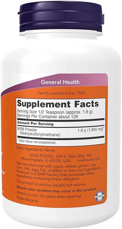 NOW Foods Supplements, MSM (Methylsulfonylmethane) Powder, Supports Healthy Cartilage*, Joint Health*, 8-Ounce - Image 2