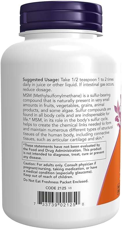 NOW Foods Supplements, MSM (Methylsulfonylmethane) Powder, Supports Healthy Cartilage*, Joint Health*, 8-Ounce - Image 3