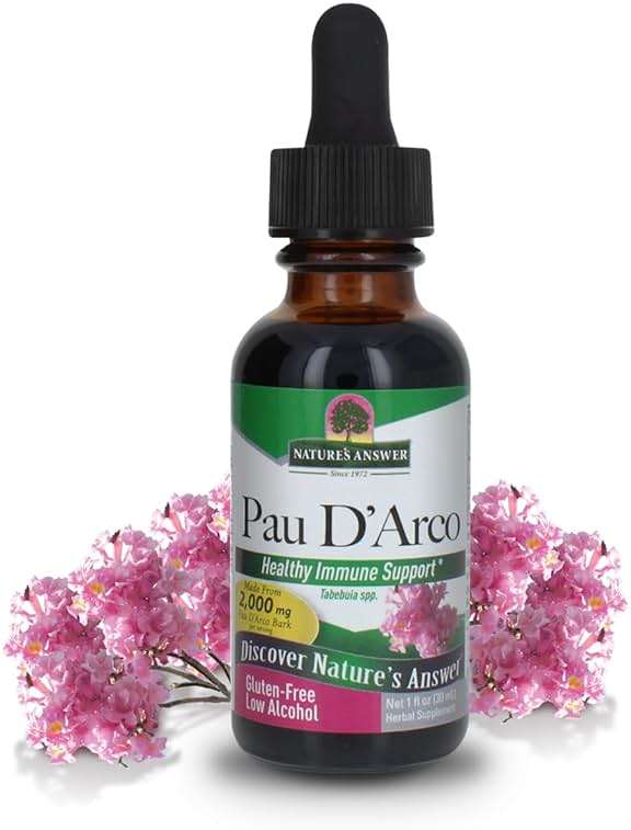 Nature's Answer Pau D'Arco Inner Bark with Organic Alcohol 1 Fluid Ounce | Promotes Healthy Gut Flora | Natural Immune Support Booster - Image 1