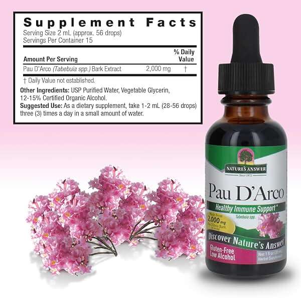 Nature's Answer Pau D'Arco Inner Bark with Organic Alcohol 1 Fluid Ounce | Promotes Healthy Gut Flora | Natural Immune Support Booster - Image 3