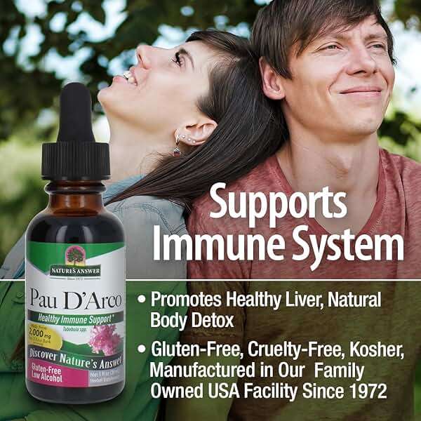 Nature's Answer Pau D'Arco Inner Bark with Organic Alcohol 1 Fluid Ounce | Promotes Healthy Gut Flora | Natural Immune Support Booster - Image 4