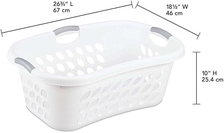 Hip Hold Plastci Laundry Basket, White with Titanium Handles - Image 3