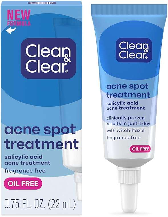 Clean and Clear Advantage Acne Spot Treatment Gel Cream with 2% Salicylic Acid & Witch Hazel, Acne Pimple Medication for Blemish & Blackhead Removal, Fragrance Free, 0.75 fl. oz - Image 1