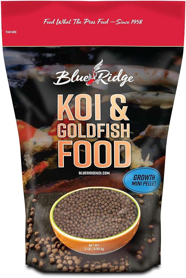 Blue Ridge Koi Fish Food 2lb - Koi Food Mini Growth Formula, Goldfish Food, Premium Fish Food for Ponds, Ponds Fish Food, Floating Pond Pellets - Image 1