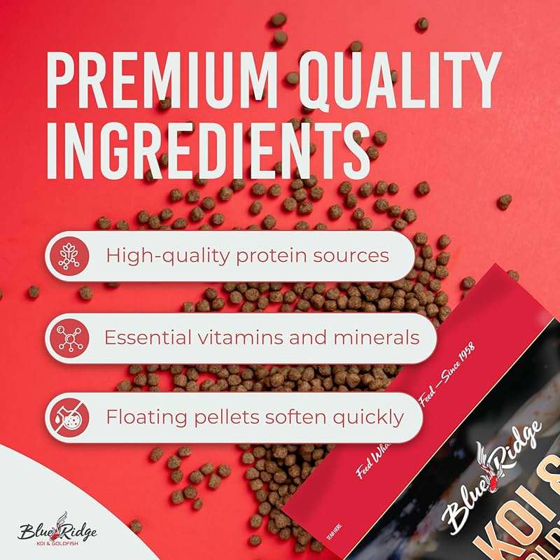 Blue Ridge Koi Fish Food 2lb - Koi Food Mini Growth Formula, Goldfish Food, Premium Fish Food for Ponds, Ponds Fish Food, Floating Pond Pellets - Image 4