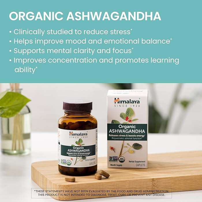 Himalaya Organic Ashwagandha Root, 2 Month Supply - Herbal Adrenal Support Supplements for Stress Relief and Energy Support - USDA Organic, Non-GMO, Vegan, Gluten Free, 670 mg, 60 Caplets - Image 3