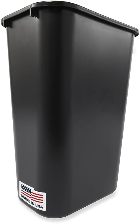 Rubbermaid Commercial Wastebasket Trash Container, 41QT/10.25 GAL, Plastic, Black, Stackable Trash Can for Bedroom/Bathroom/Office, Fits Under Desk/Sink/Cabinet - Product Image